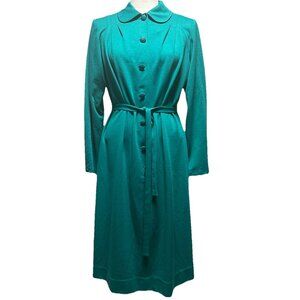 Vintage Mendel of Dallas Midi Teal Shift Dress Peter Pan Collar Mod 70s‎